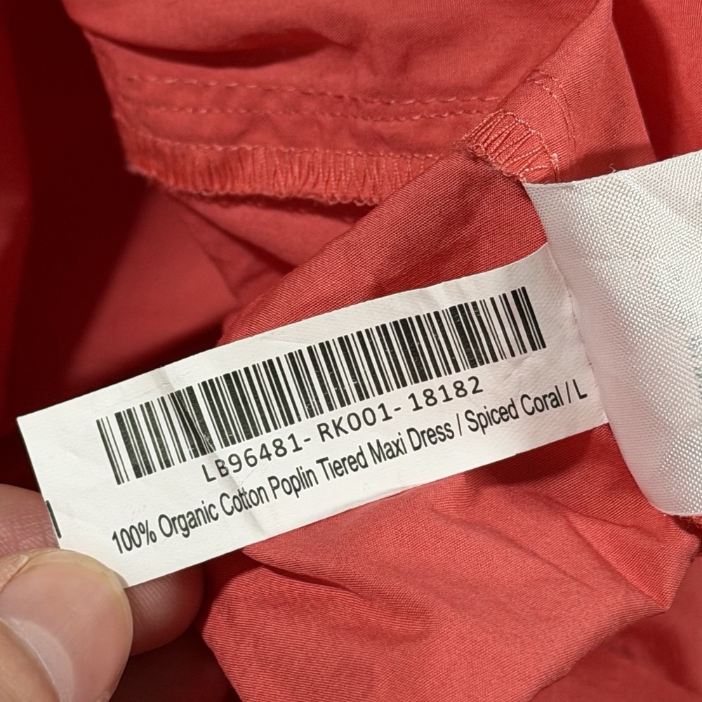Quince Women's Size Large Coral 100% Organic Cotton Poplin Tiered Maxi Dress - Picture 11 of 12